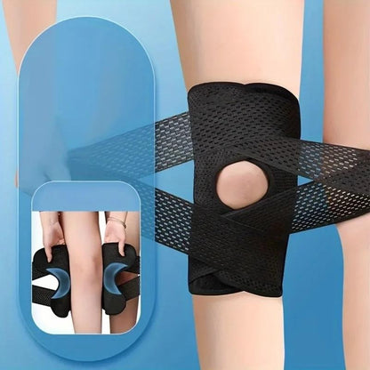 Adjustable Compression Knee Sleeve with Hook-and-Loop Support System for Running, Sports & Daily Stability