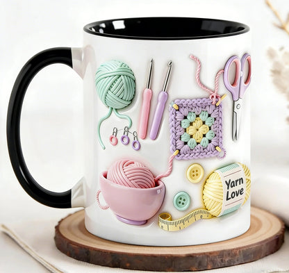 Ceramic Mug with Crafting Design for Coffee & Tea – Dishwasher Safe Mug for Makers & Hobbyists