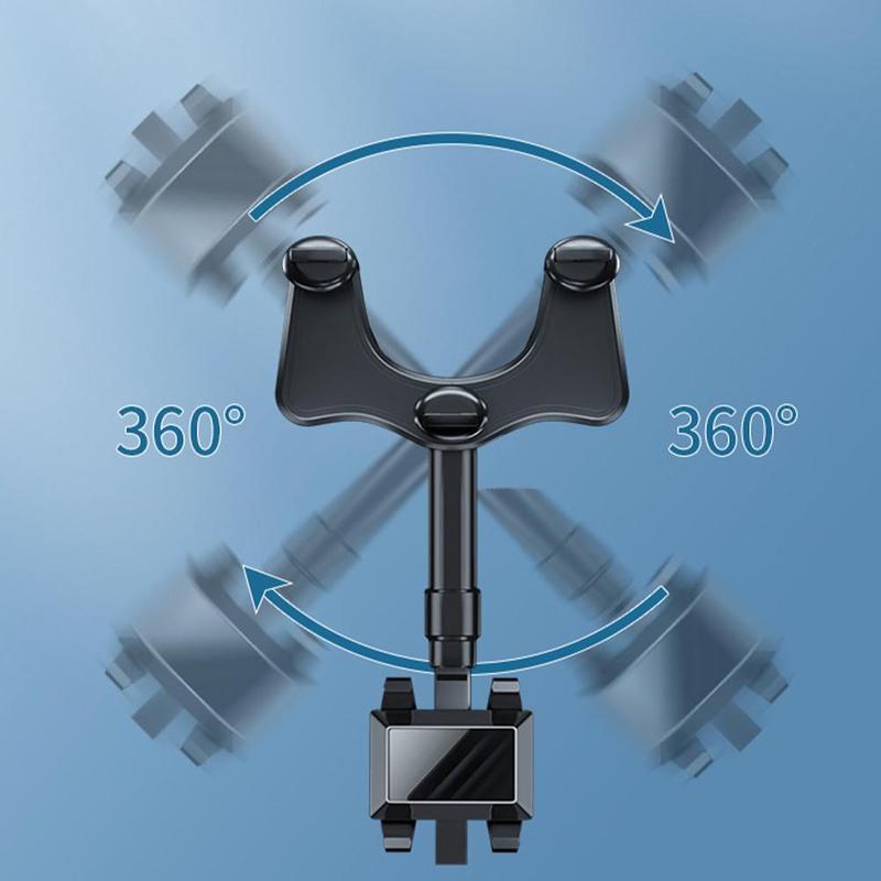 Cell Phone Mount for Car Mirror Clip-On Holder with 360° Swivel Adjustment for Hands-Free GPS Navigation & Driving Safety