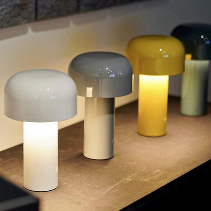 Rechargeable LED Mushroom Desk Lamp 8.3 in Cordless Touch Dimmer Warm White Portable Nightstand Light for Bedroom Living Room Patio Outdoor