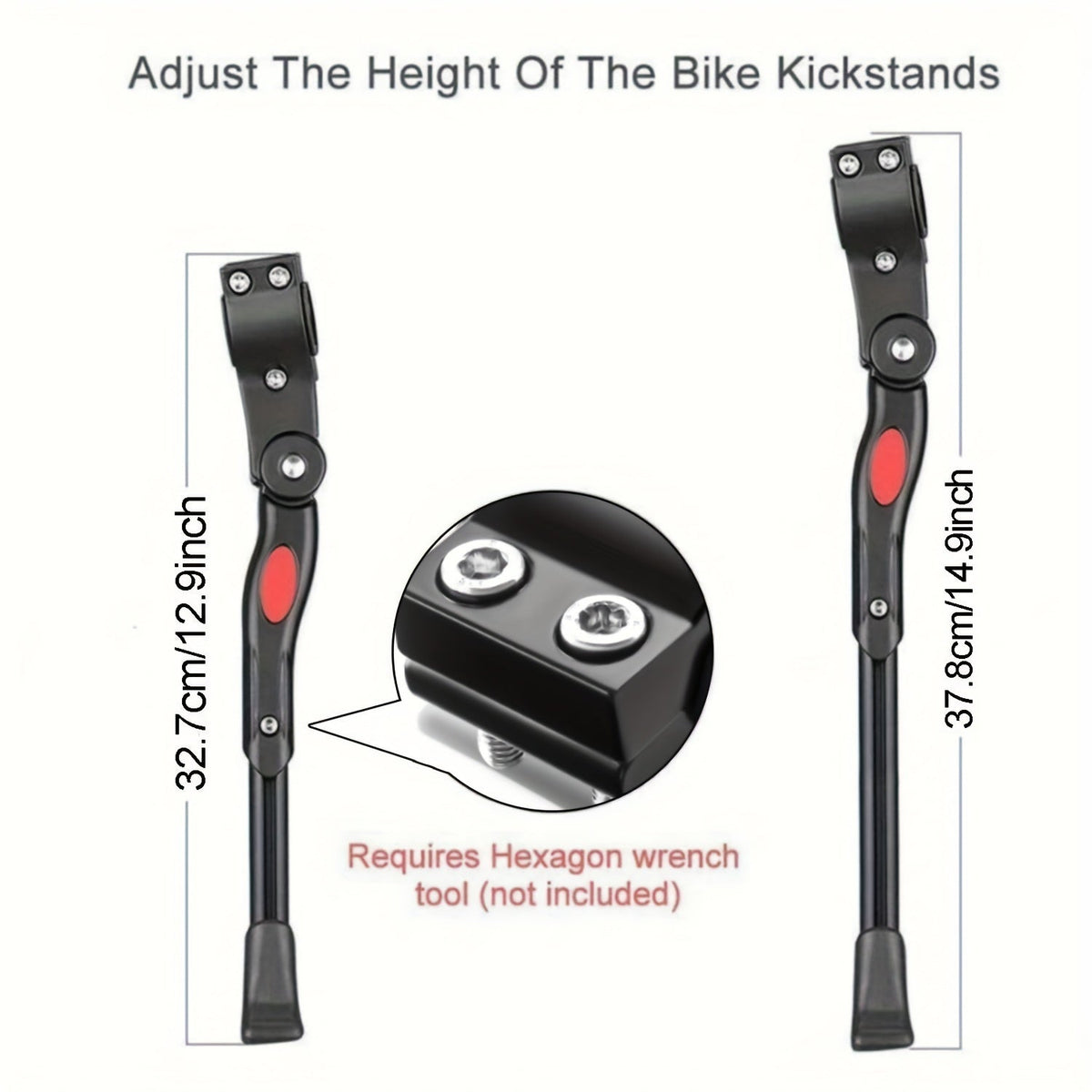 Adjustable Bicycle Kickstand for Road & Mountain Bikes – Aluminum Alloy Support Stand with Quick-Release Height Settings for 24-28 Inch