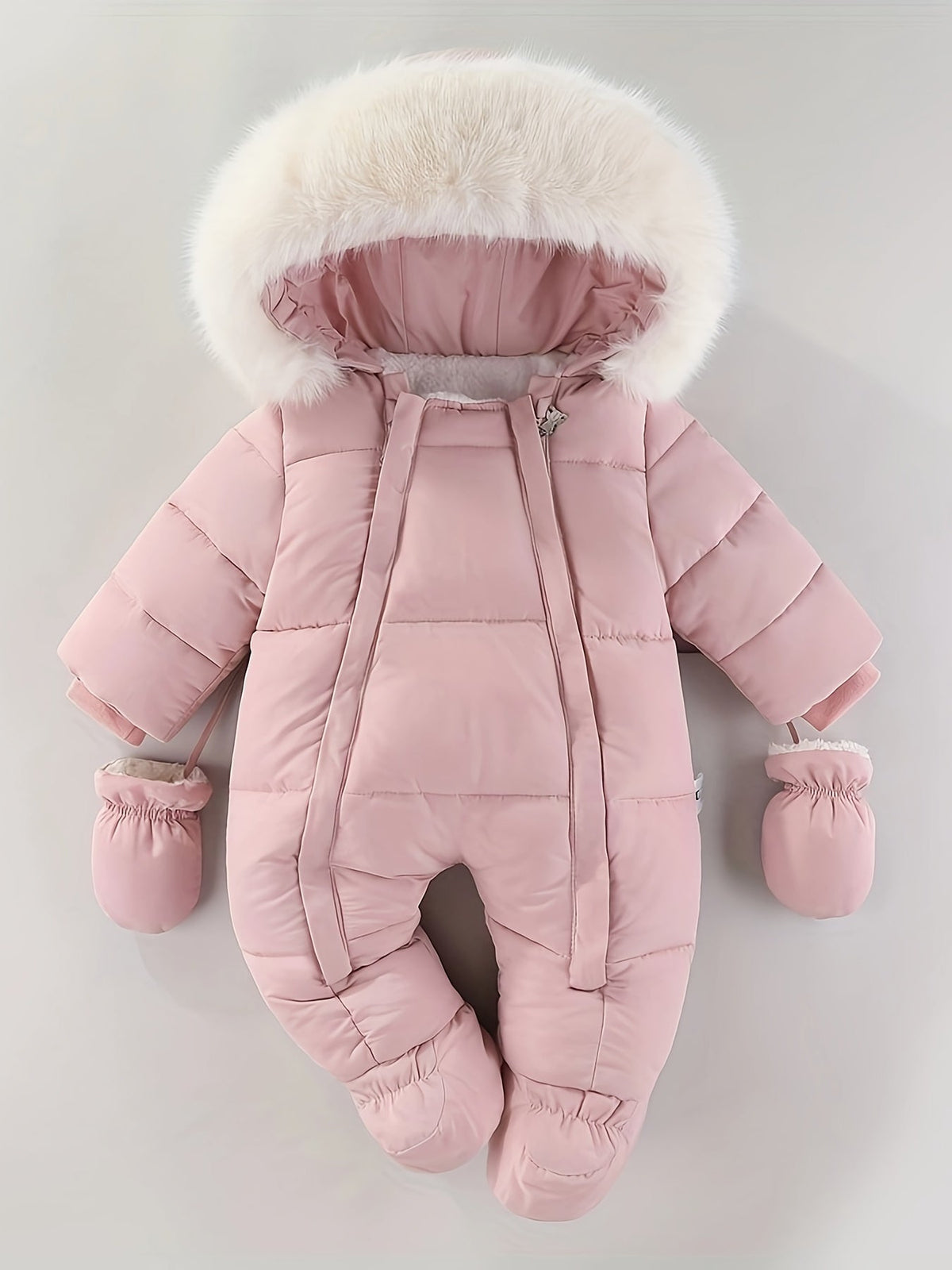 Hooded Infant Snowsuit with Quilted Insulation and Faux Fur Trim for Cold Weather Outdoor Adventures Baby Winter Bunting