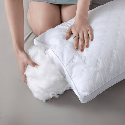 Quilted Hypoallergenic Pillow Set – 2-Pack Breathable 3D Fill Pillows for Neck Support & All-Season Comfort