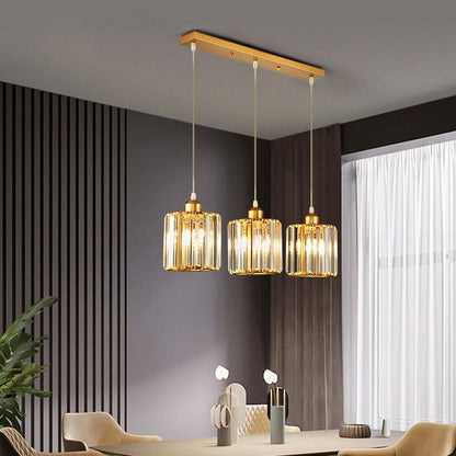 Modern Metal & Glass Pendant Light – Adjustable Cord – Black or Gold Finish for Dining Room & Living Room