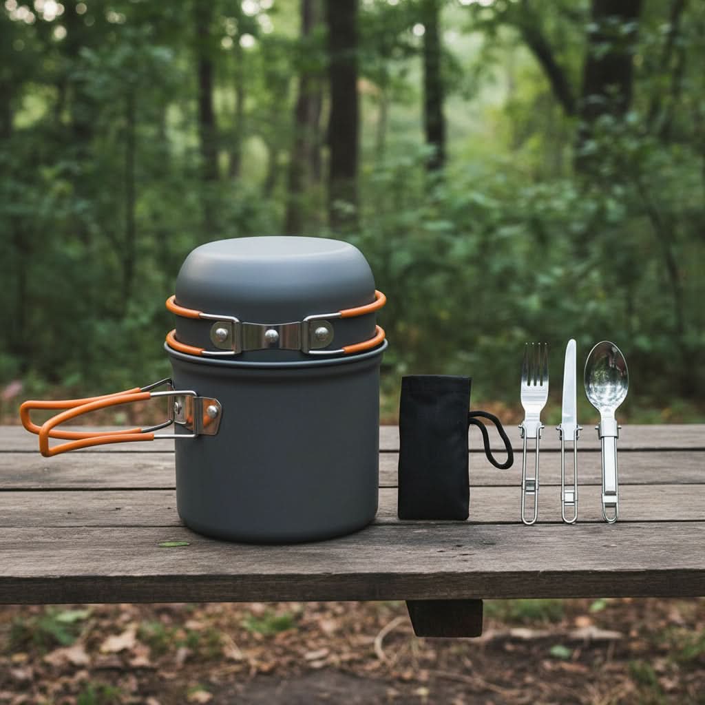 HIKEFLOW – Backpacking Cookware Kit with Fork & Spoon