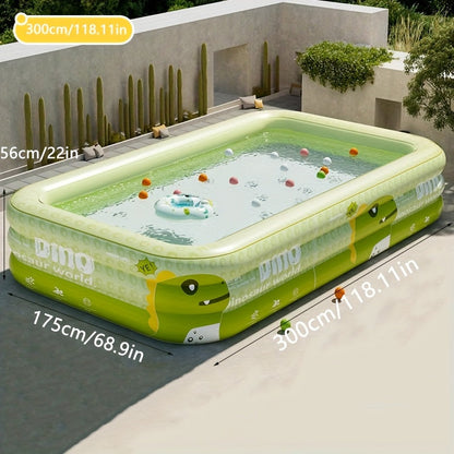 Inflatable Kiddie Pool with Dinosaur Theme for Backyard Water Play – Durable PVC Construction Family-Size Wading Pool