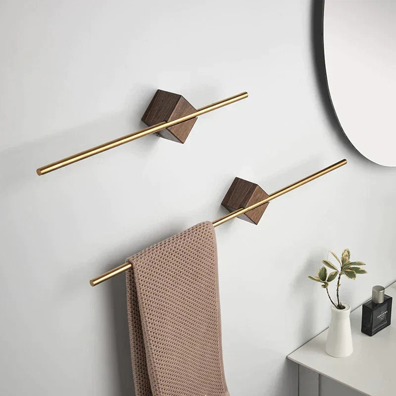 Wall-Mount Towel Bar for Bathroom – Stainless Steel & Wood Accent – 15.7, 19.7, or 22.8 Inch Lengths – Easy Install – Modern Minimalist
