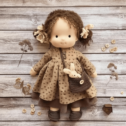 Handmade Cotton Waldorf Doll – Soft Cloth Baby Doll for Toddlers & Preschoolers – Natural Fabric Stuffed Toy for Imaginative Play, Sensory