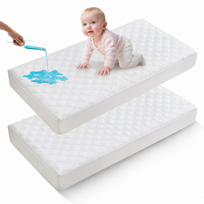 CozyNest | Protector impermeable para colchón de cuna con tela suave gris | Silencioso y lavable a máquina para la máxima comodidad del bebé