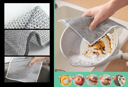 Mesh Scrubbing Cloths Kitchen Dish Cleaning Set Gentle Surface Safe Cookware Scrubber 10-Pack for Pots Pans