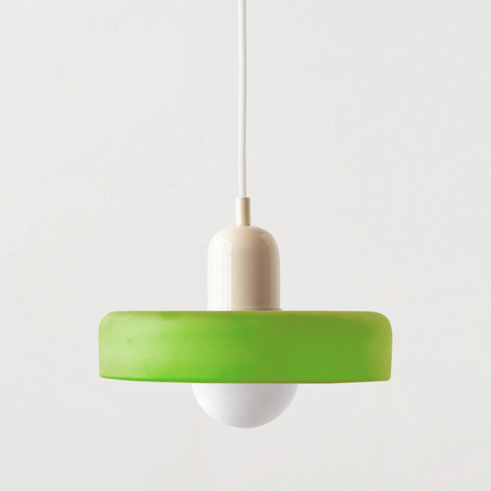 Jewel-Toned Glass Pendant Light with Adjustable Cord – Mid-Century Modern Hanging Fixture for Kitchen Island, Dining Table & Reading Nook