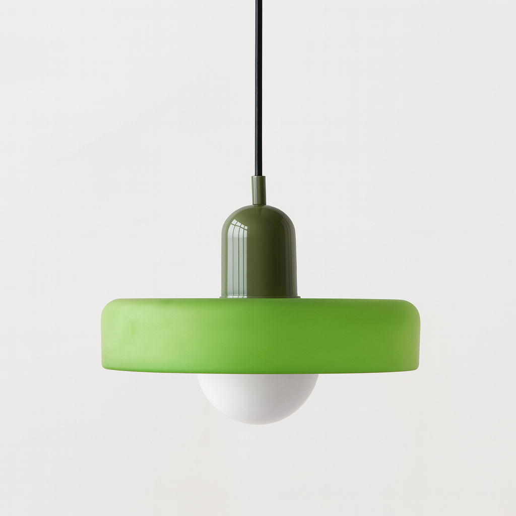 Jewel-Toned Glass Pendant Light with Adjustable Cord – Mid-Century Modern Hanging Fixture for Kitchen Island, Dining Table & Reading Nook
