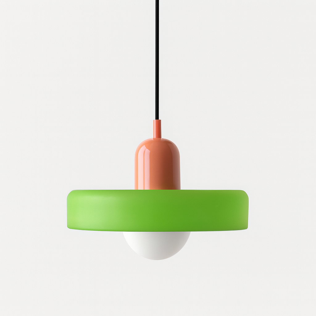 Jewel-Toned Glass Pendant Light with Adjustable Cord – Mid-Century Modern Hanging Fixture for Kitchen Island, Dining Table & Reading Nook