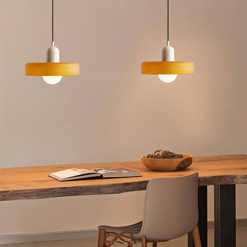 Jewel-Toned Glass Pendant Light with Adjustable Cord – Mid-Century Modern Hanging Fixture for Kitchen Island, Dining Table & Reading Nook