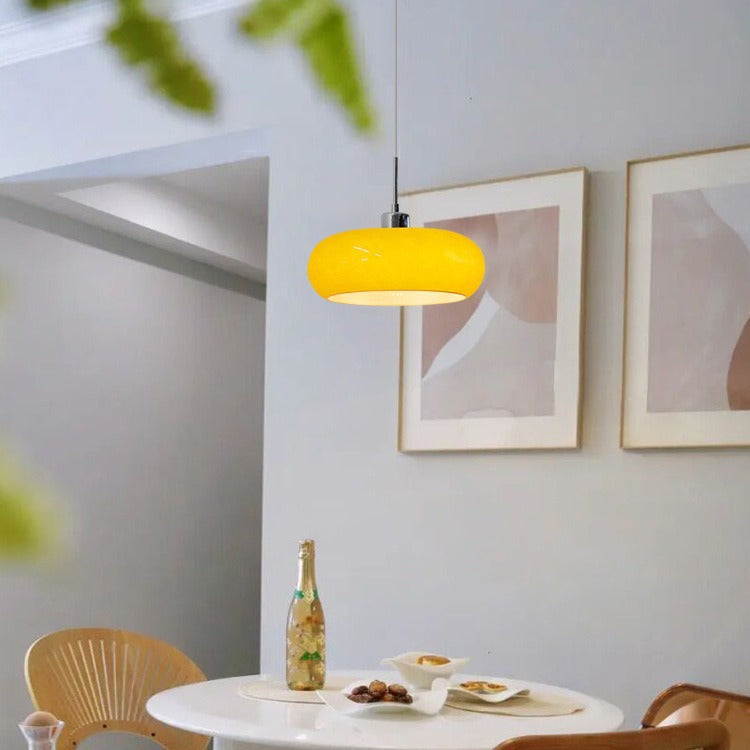 Modern Dome Glass Pendant Light with Adjustable Cord for Dining Room Kitchen Island Breakfast Bar – Geometric Minimalist Ceiling Fixture