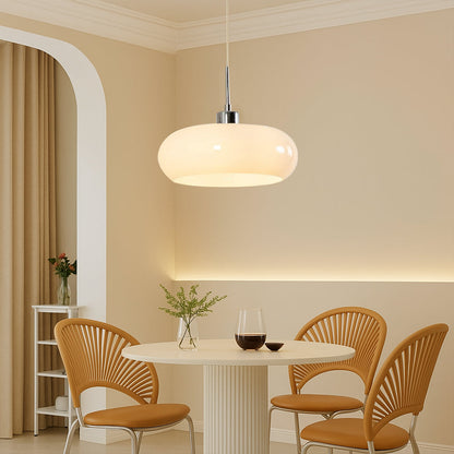 Modern Dome Glass Pendant Light with Adjustable Cord for Dining Room Kitchen Island Breakfast Bar – Geometric Minimalist Ceiling Fixture