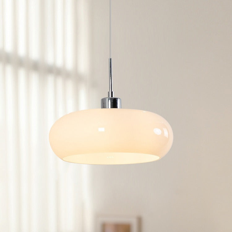 Modern Dome Glass Pendant Light with Adjustable Cord for Dining Room Kitchen Island Breakfast Bar – Geometric Minimalist Ceiling Fixture