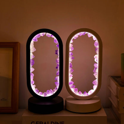 Amethyst Crystal Accent Lamp 8 Inch Purple Glow for Nightstands Meditation Rooms Yoga Spaces Handcrafted Gemstone Light E14 Socket 10W Max B
