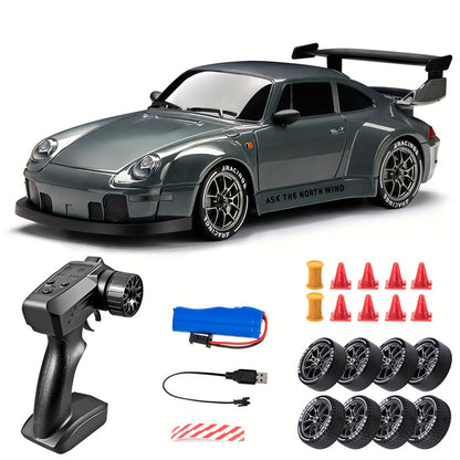 Mini Remote Control Drift Racer 4-Wheel Drive LED Glow Wheels 1:24 Scale Indoor Outdoor Track Racing Performance Car 2.4GHz Controller Recha
