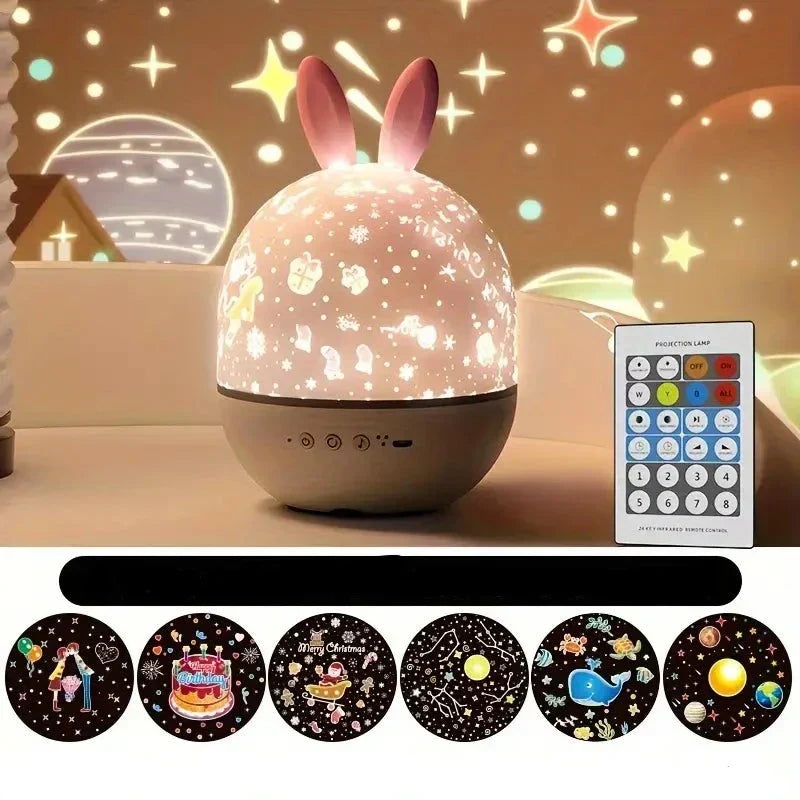 Star & Ocean Projection Night Light for Kids with Music & Remote Control | Rechargeable Galaxy Projector for Nursery Bedroom | Soothing