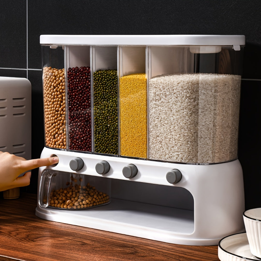 Recipiente de almacenamiento para despensa Milo: contenedor hermético de cinco compartimentos para alimentos