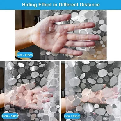 CLEARFLOW – Cortina de ducha impermeable y transparente con diseño de piedras