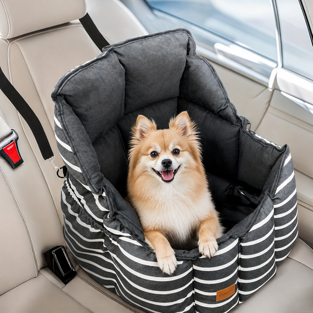 Ortekor Washable Plush Dog Car Booster Seat (Clip-On Leash)