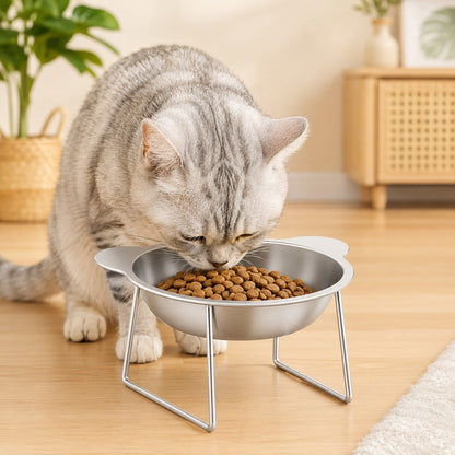 Ortekor Elevated 304 Stainless Steel Pet Bowl with Stand for Cats & Dogs - Anti-Tip Raised Feeder for Cleaner Meals