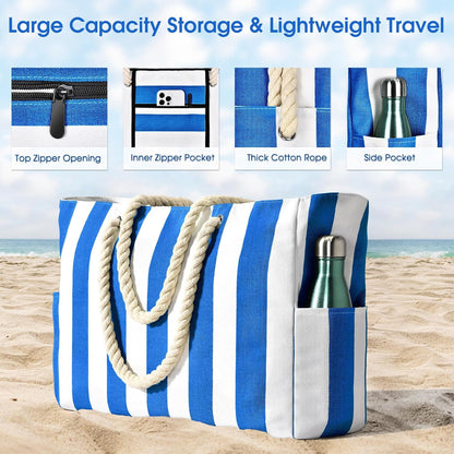 Large Mesh Carryall Bag with Zippered Closure for Pool Days and Coastal Getaways – Holds Towels, Sunscreen & Gear for Travel, Gym, Yoga, Pic