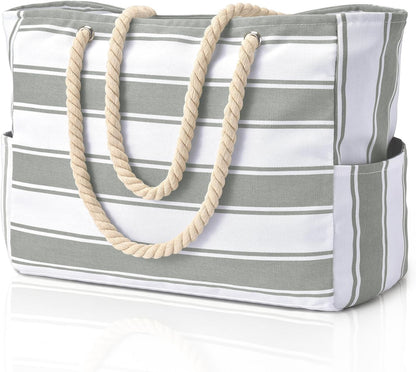 Large Mesh Carryall Bag with Zippered Closure for Pool Days and Coastal Getaways – Holds Towels, Sunscreen & Gear for Travel, Gym, Yoga, Pic