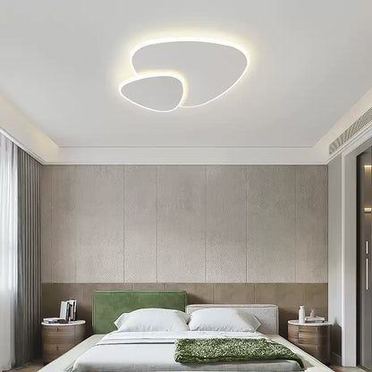 Sculptural LED Flush Mount Light Fixture 16-20 in Layered Acrylic White for Bedroom Hallway Contemporary Overhead Lighting Home Interior Dec