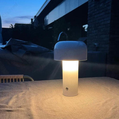 Lámpara de escritorio LED portátil con forma de hongo | Iluminación suave sin cables