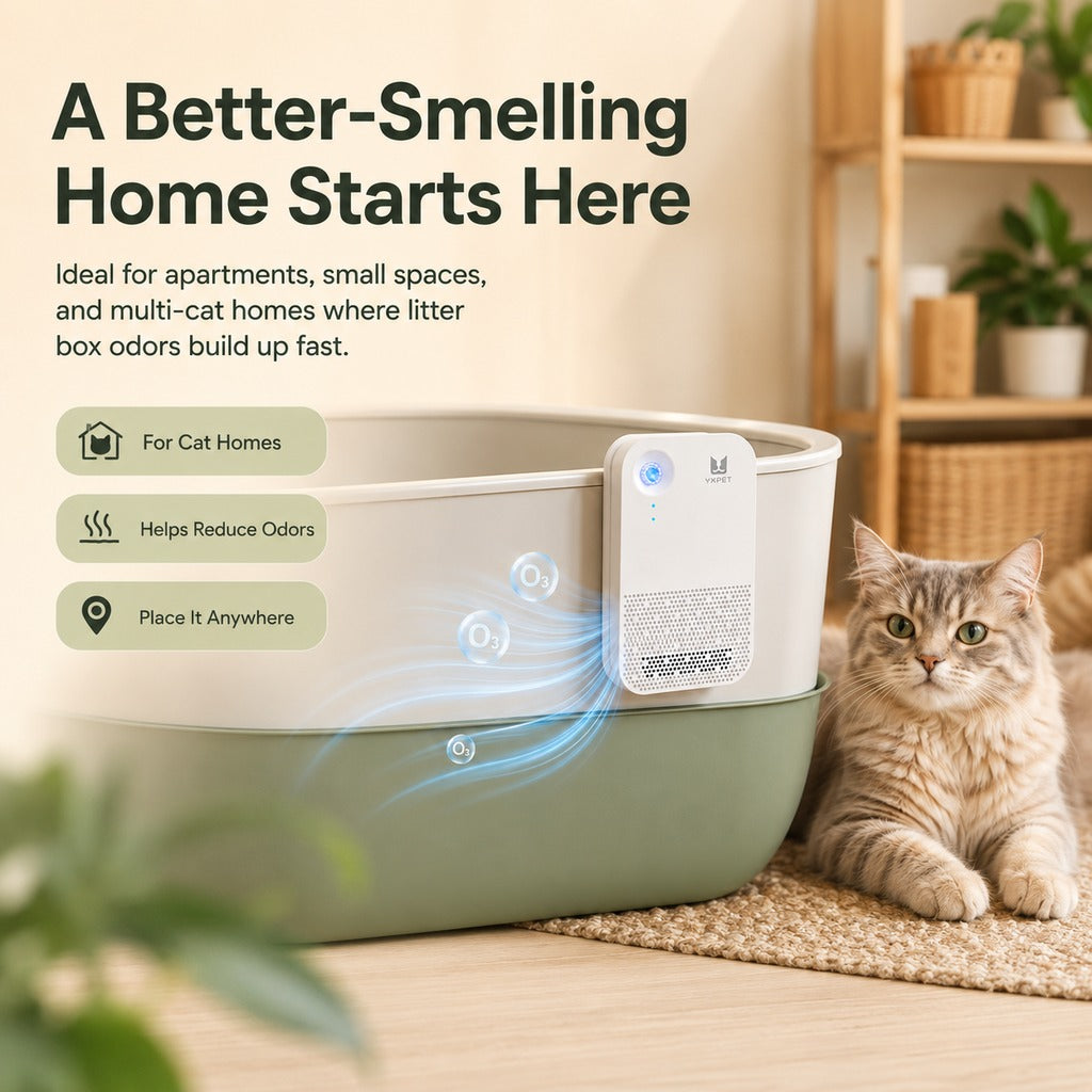 Ortekor Smart Litter Box Odor Control Deodorizer for Cats - Cordless Auto-Sensing Pet Odor Purifier
