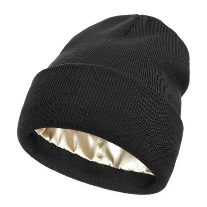 Silk-Lined Wool Beanie for Women – Winter Hat with Anti-Frizz Lining for Hair Care & Warmth