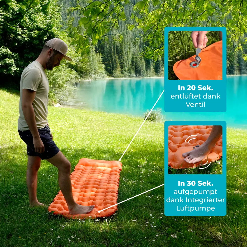 Adventure Ready | Ultralight Sleeping Mat with Integrated Pump | Compact Design for Effortless Setup