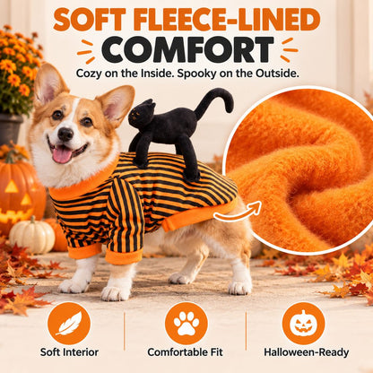 Ortekor Black Cat Rider Halloween Pet Costume - Funny 3D Dog & Cat Outfit for Trick-or-Treating, Parties & Photos with Easy-Movement Design