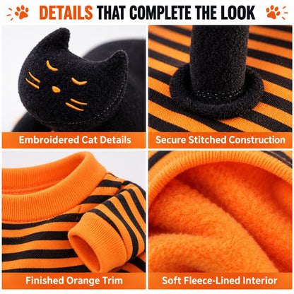 Ortekor Black Cat Rider Halloween Pet Costume - Funny 3D Dog & Cat Outfit for Trick-or-Treating, Parties & Photos with Easy-Movement Design