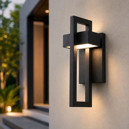 Outdoor Wall Sconce Dual-Beam Light Fixture Black Stainless Steel Weatherproof IP65 Up Down Accent Lighting for Patio Garden Entryway