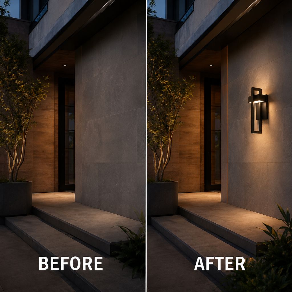 Outdoor Wall Sconce Dual-Beam Light Fixture Black Stainless Steel Weatherproof IP65 Up Down Accent Lighting for Patio Garden Entryway