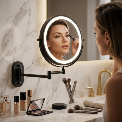 Cordless Lighted Vanity Mirror with Adjustable Magnification & 3-Tone LED Illumination for Beauty Routine & Grooming
