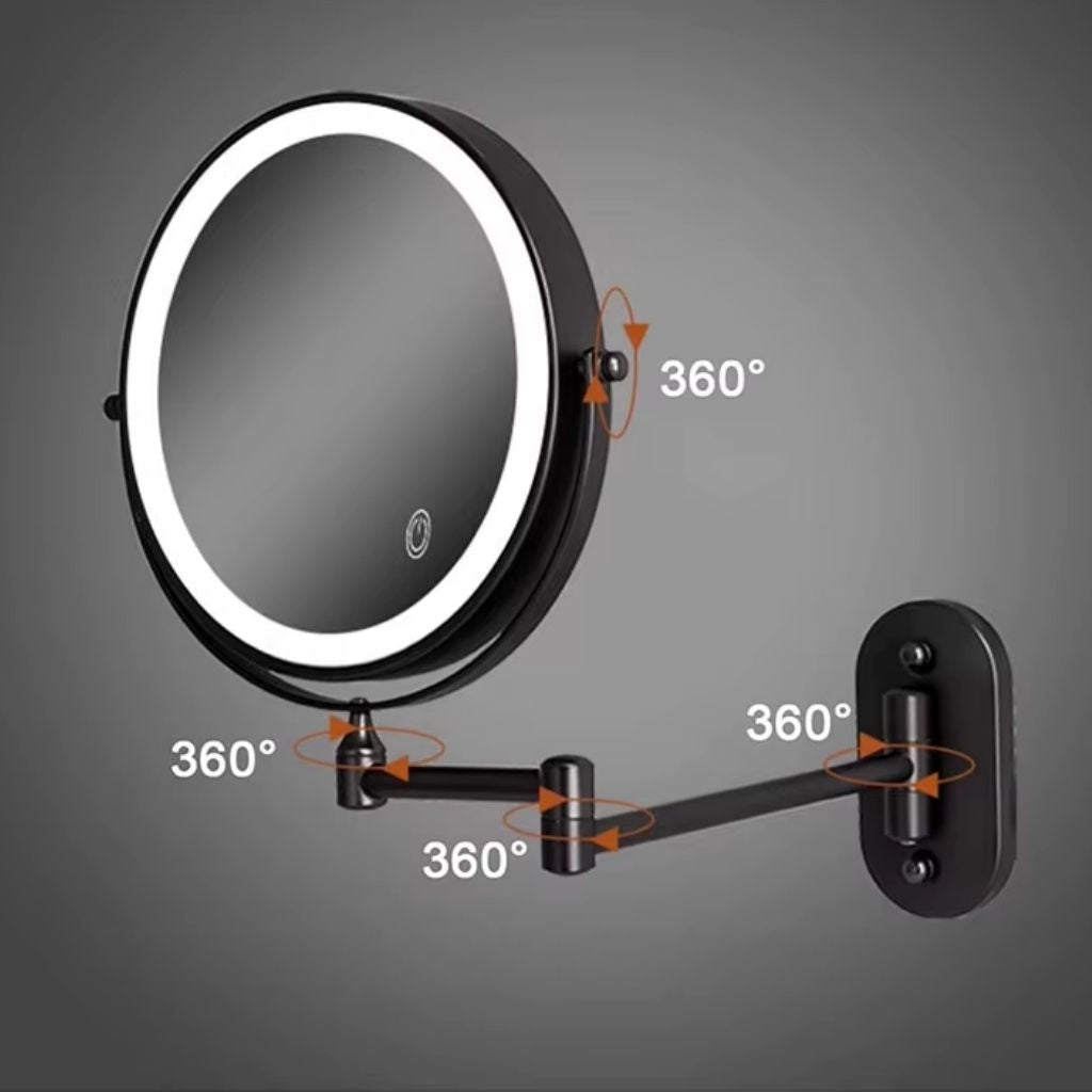 Cordless Lighted Vanity Mirror with Adjustable Magnification & 3-Tone LED Illumination for Beauty Routine & Grooming