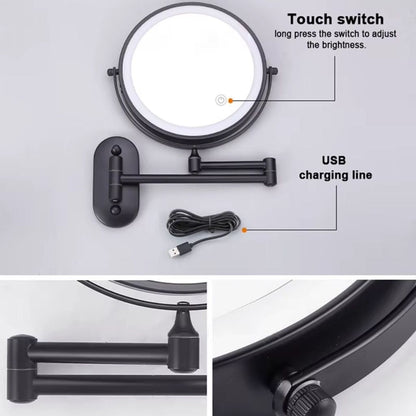 Cordless Lighted Vanity Mirror with Adjustable Magnification & 3-Tone LED Illumination for Beauty Routine & Grooming