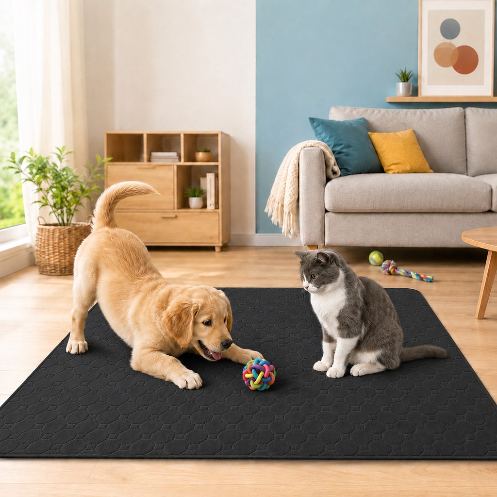 Ortekor Reusable Washable Pet Pee Pad for Cats & Dogs - Absorbent Non-Slip Floor Mat for Indoor Potty Training, Playpens & Crates