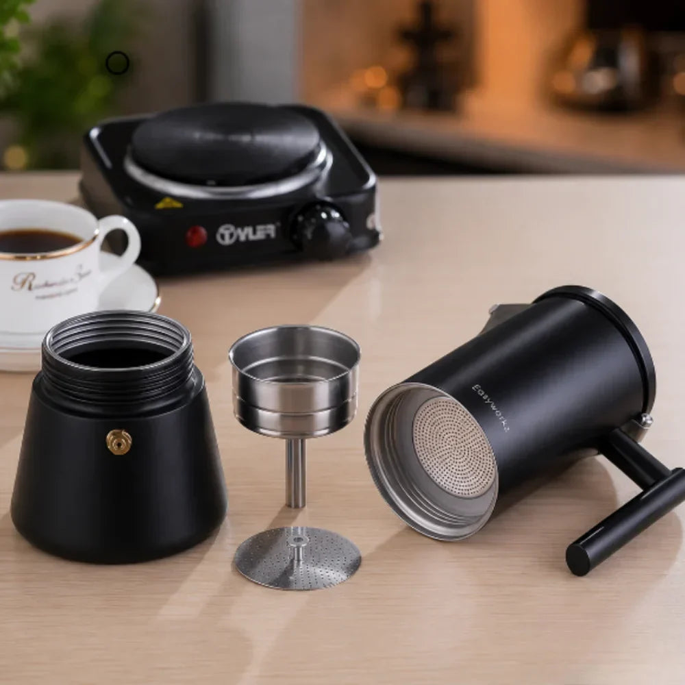 Stainless Steel Stovetop Coffee Percolator with Non-Drip Spout – Induction Ready Espresso Brewer for Gas Electric Ceramic Cooktop Home Café