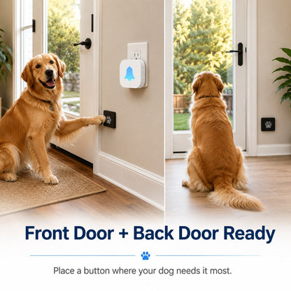 Ortekor Wireless Dog Doorbell for Potty Training - Self-Powered Paw Button & Plug-In Chime to Help Dogs Ask to Go Outside