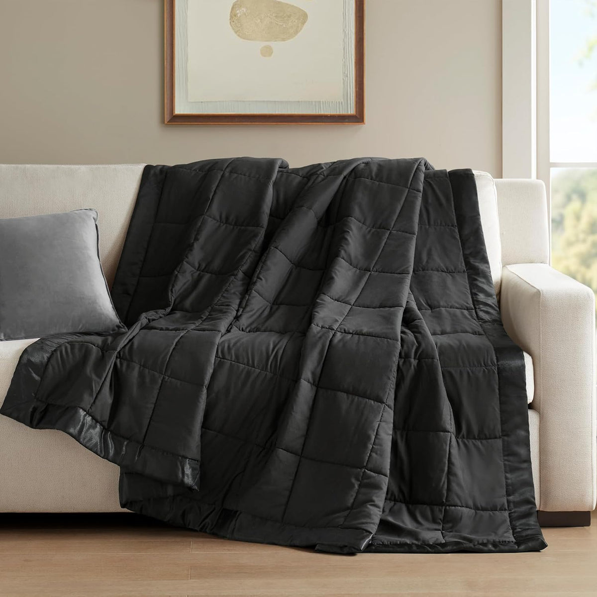 Colección Windom | Manta de plumón alternativo con tratamiento que absorbe la humedad | Cubrecama ligero y suave para todas las estaciones, ribete de satén
