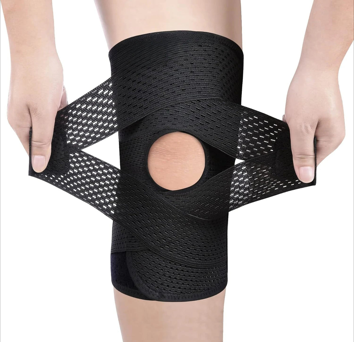 Adjustable Compression Knee Sleeve with Hook-and-Loop Support System for Running, Sports & Daily Stability