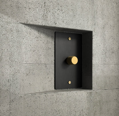 Rotary Light Dimmer Switch with Brass Knob for Stepless Brightness Adjustment in Living Room Bedroom Hallway Contemporary Wall-Mounted Panel