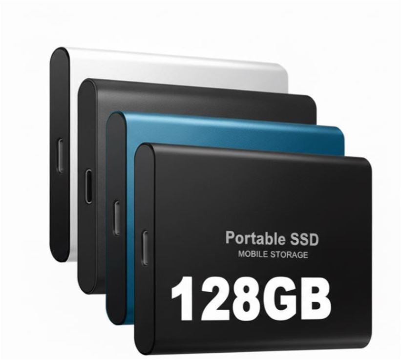 Portable Solid-State Drive 128GB USB-C High-Speed External Storage up to 1050 MB/s for Laptops Computers Backup Media Files Photo Video Tran