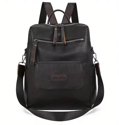 Convertible Faux Leather Backpack Purse for Women – Zip-Around Multi-Pocket Shoulder Bag Daypack for Work Travel School Everyday